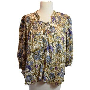 NWT Ophelia Roe Boho Top Lace Up Front